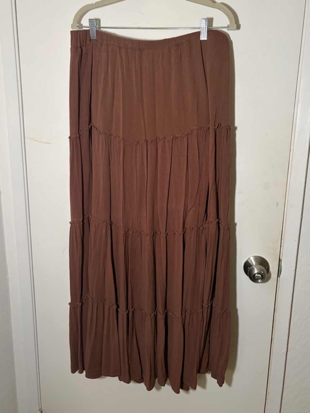 Princess Polly Chestnut Brown Tiered Maxi Skirt